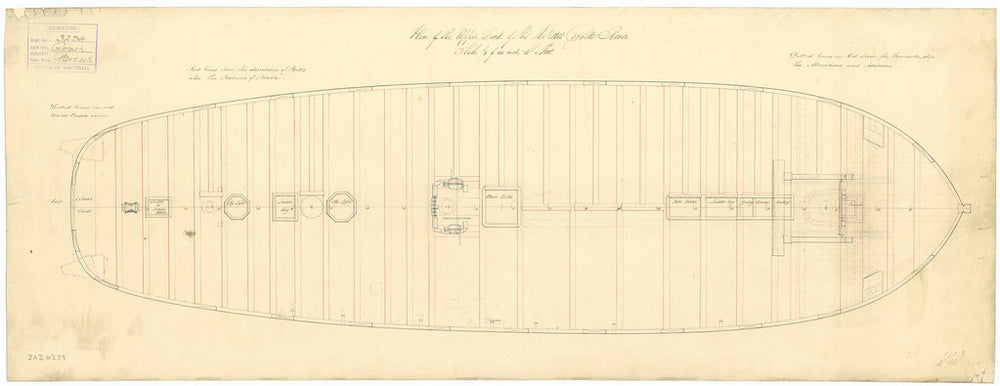 Upper deck plan for HMS 'Rover' (1832)