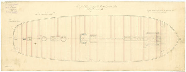 Upper deck plan for HMS 'Rover' (1832)