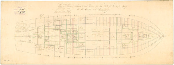 Lower deck plan for HMS 'Jumna' (1848)