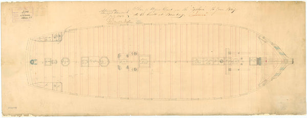 Upper deck plan for HMS 'Jumna' (1848)