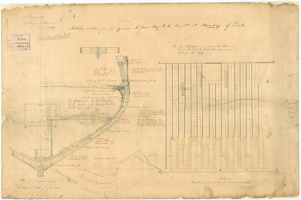 Midship section for HMS 'Jumna' (1848) 16 gun brig