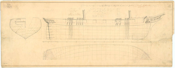 Lines plan for HMS 'Jumna' (1848)