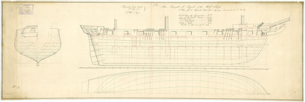 Lines & Profile plan for HMS 'Wolf' (1826)