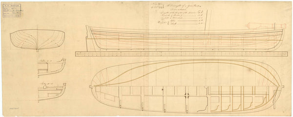 Lines & profile plan for a Gun Boat