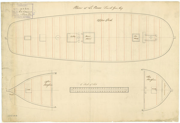 Deck plan for HMS 'Vesuve' (1795)