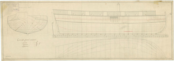 Lines & profile plan, possibly for a Russian sloop