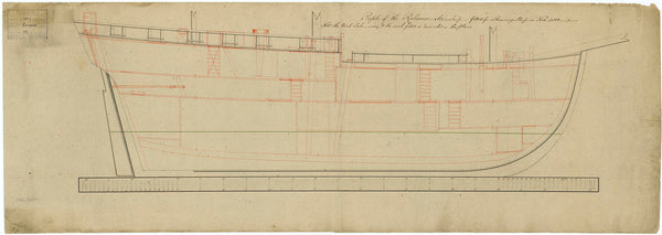 Inboard profile plan for 'Reliance'