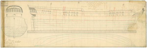 Lines & profile plan for 'La Prompte'