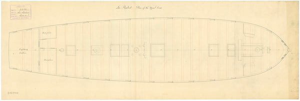 Upper deck plan for HMS 'Babet' (1794) 'La Babet'