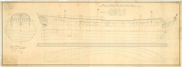 Lines & profile plan for HMS 'Babet' (1794) 'La Babet'