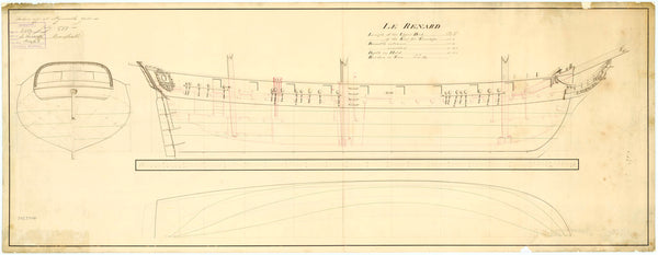 Lines & profile plan for HMS 'Renard' (1797) ('Le Renard')