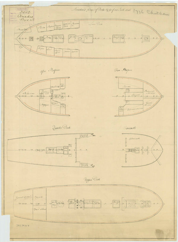 Deck plan for HMS 'Ariadne' (1776)