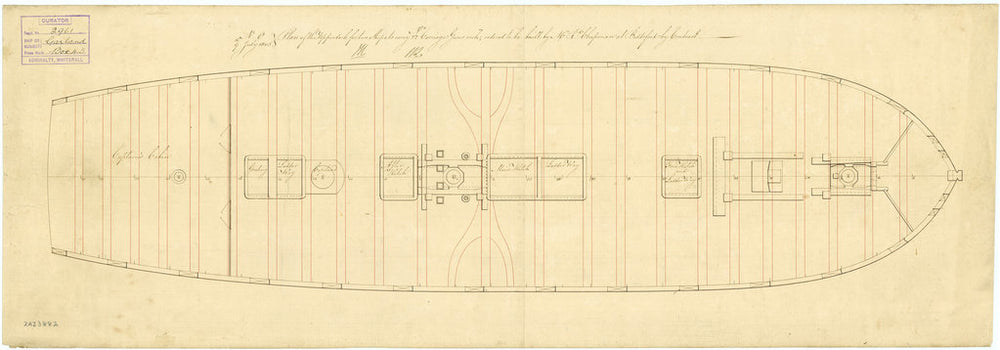 Upper deck plan for HMS 'Garland' (1807)
