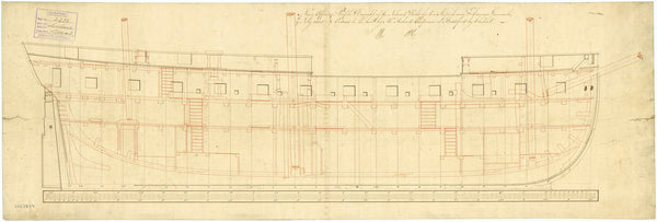 Inboard profile plan for HMS 'Garland' (1807)