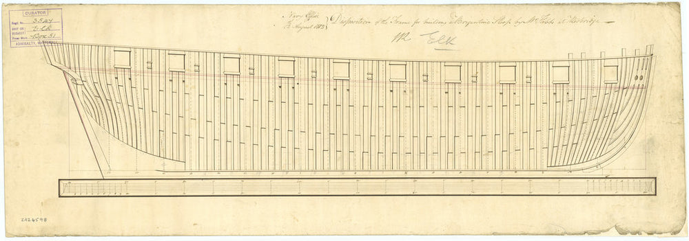 Frame plan for HMS 'Elk' (1813)