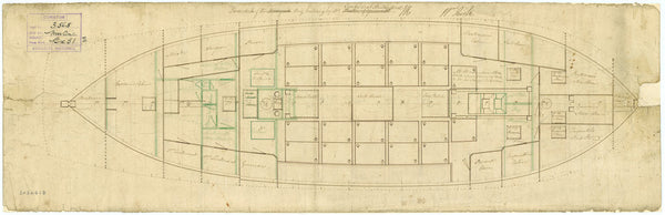 Lower deck plan for HMS 'Mutine' (1806)