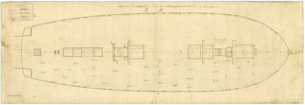Upper deck plan for HMS 'Mutine' (1806)