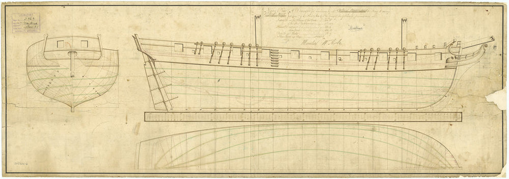 Lines plan for HMS 'Mutine' (1806)