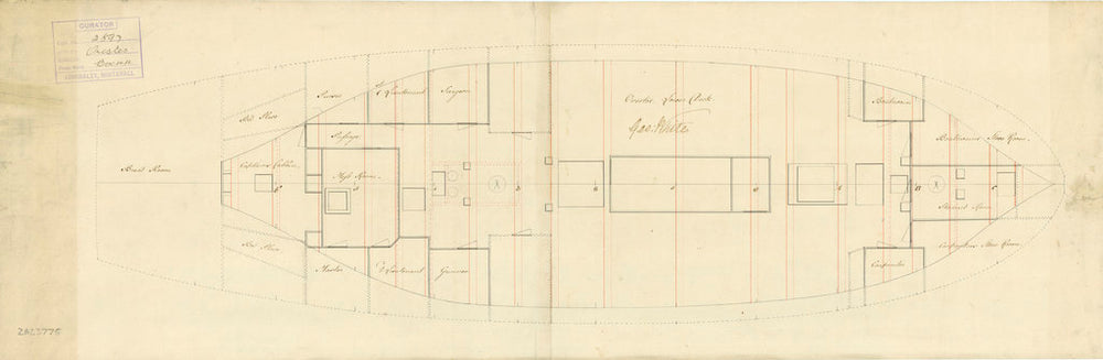 Lower deck plan for 'Orestes' (1781)