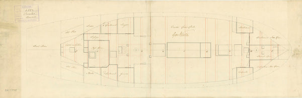 Lower deck plan for 'Orestes' (1781)