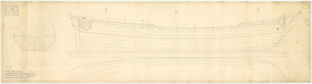 Lines profile of Russian rowing frigate