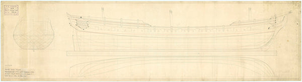 Lines profile of Russian rowing frigate