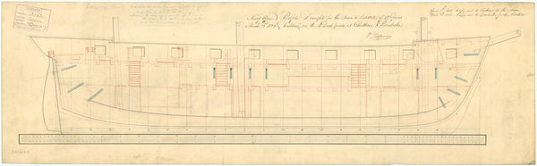 Inboard profile plan for the HMS 'Acorn' (1826) & HMS 'Satellite' (1826)