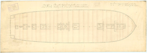 Upper deck plan for HMS 'Acorn' (1826) & HMS 'Satellite' (1826)