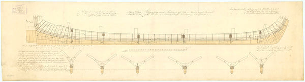 Keel plan for HMS 'Acorn' (1826) & HMS 'Satellite' (1826)