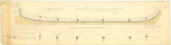 Keel plan for HMS 'Acorn' (1826)