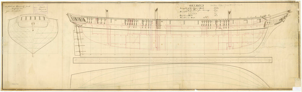 Lines and profile plan for Heureux (fl. 1799)