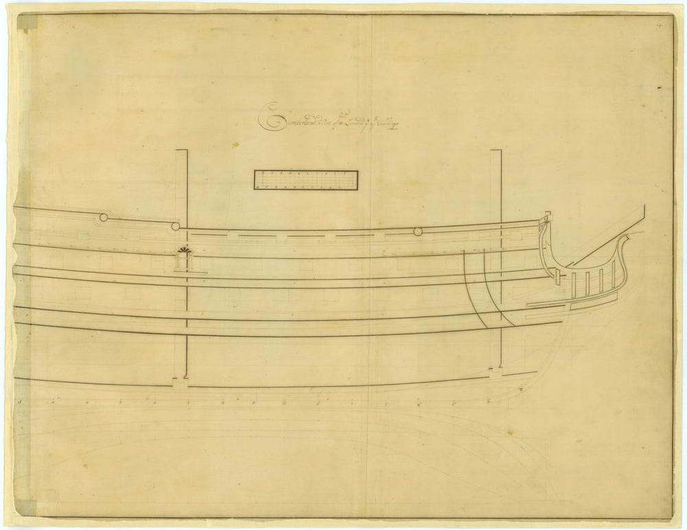 Reverse of deck plan for Cumberland (1710)