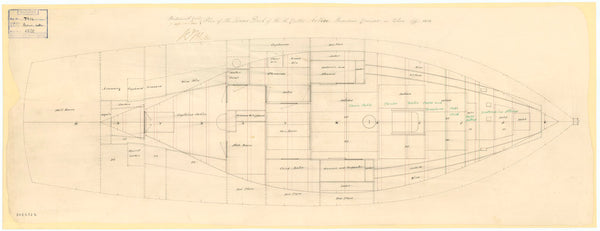 Lower deck plan for the Cutter HMS 'Active', a Revenue Cruiser