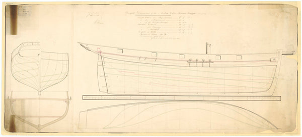 Lines plan for the Cutter HMS 'Active', a Revenue Cruiser