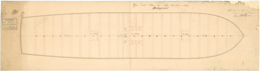 Upper deck plan for 'Enterprise' (1848)
