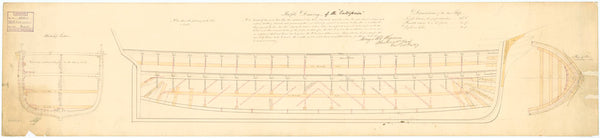 Inboard profile plan for 'Enterprise' (1848)