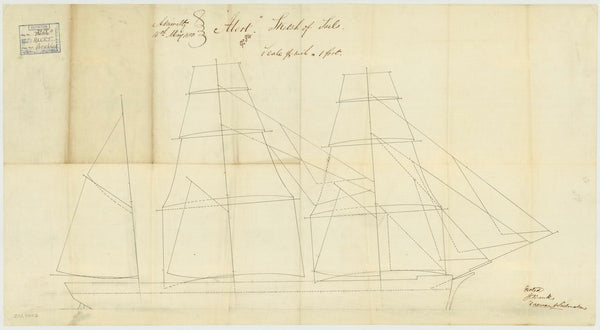 Sail plan for HMS 'Alert' (1856)