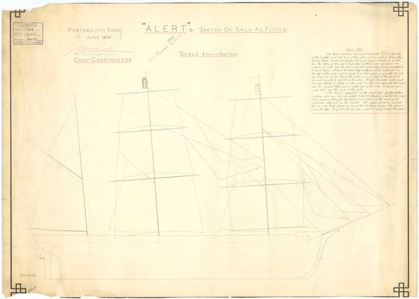 Sail plan for HMS 'Alert' (1856)