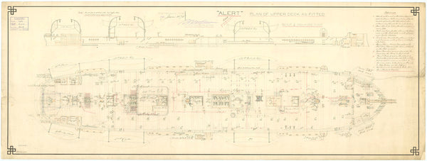 Upper deck plan for HMS 'Alert' (1856)