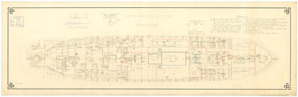 Lower deck plan for HMS 'Alert' (1856)