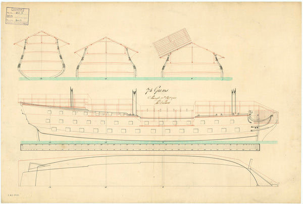 Roof plan of a 74 Gun Ship