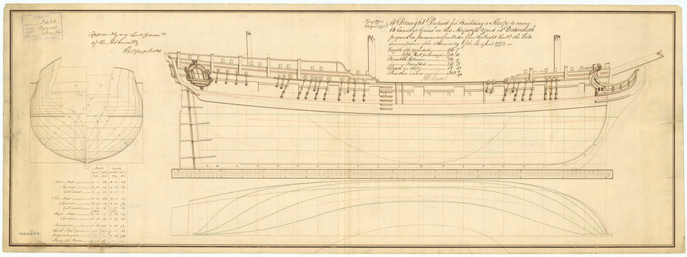Lines plan of Cygnet (1776)