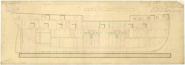 Inboard profile plan for HMS 'Infernal' (1815)