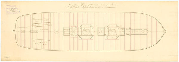 Upper deck plan for HMS 'Infernal' (1815)