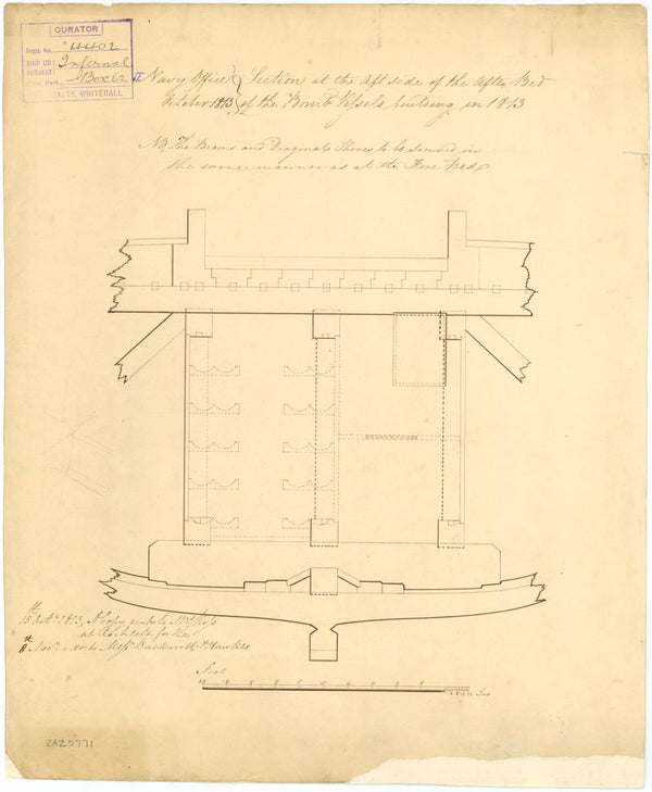 Section plan for HMS 'Infernal' (1815)