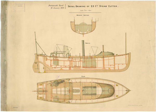 Profile plan of a 25 foot Steam Cutter