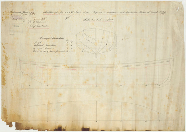 Lines plan for a 25ft Steam Cutter