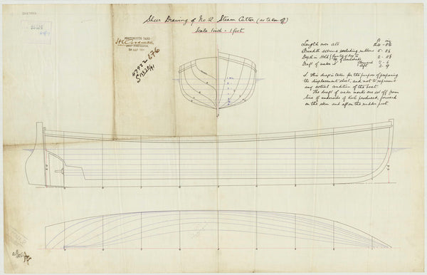 Lines plan for a 26ft Steam Cutter