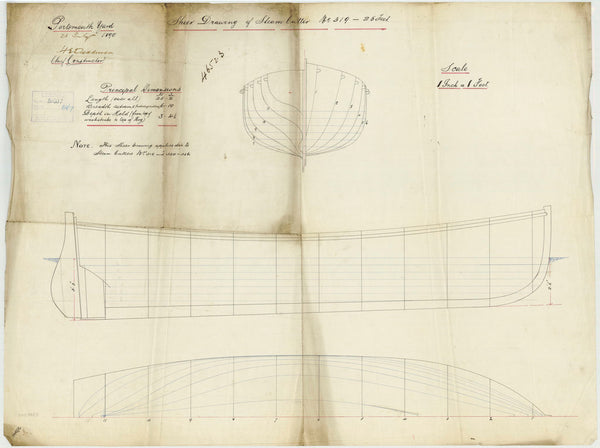 Lines plan for a 25ft Steam Cutter, no. 319