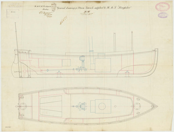 Profile plan for HMS 'Kingfisher', Steam Cutter no. 26